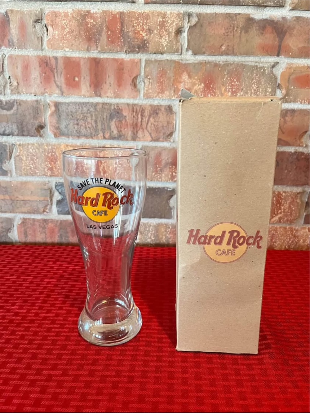 Hard Rock Cafe Las Vegas Save The Planet Pilsner Tall Beer Glass w/Box